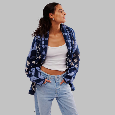 Marcia | Vintage Collar Button-Down Oversized Cardigan