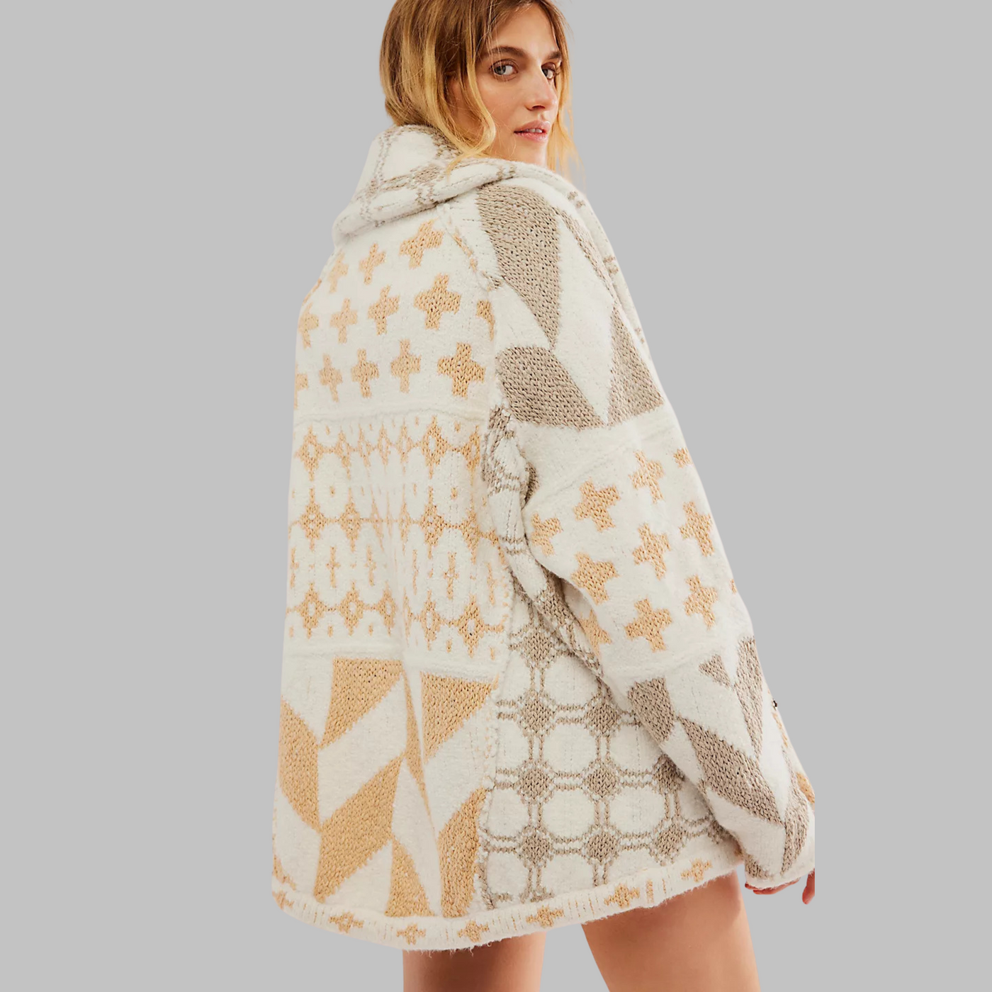 Marcia | Vintage Collar Button-Down Oversized Cardigan