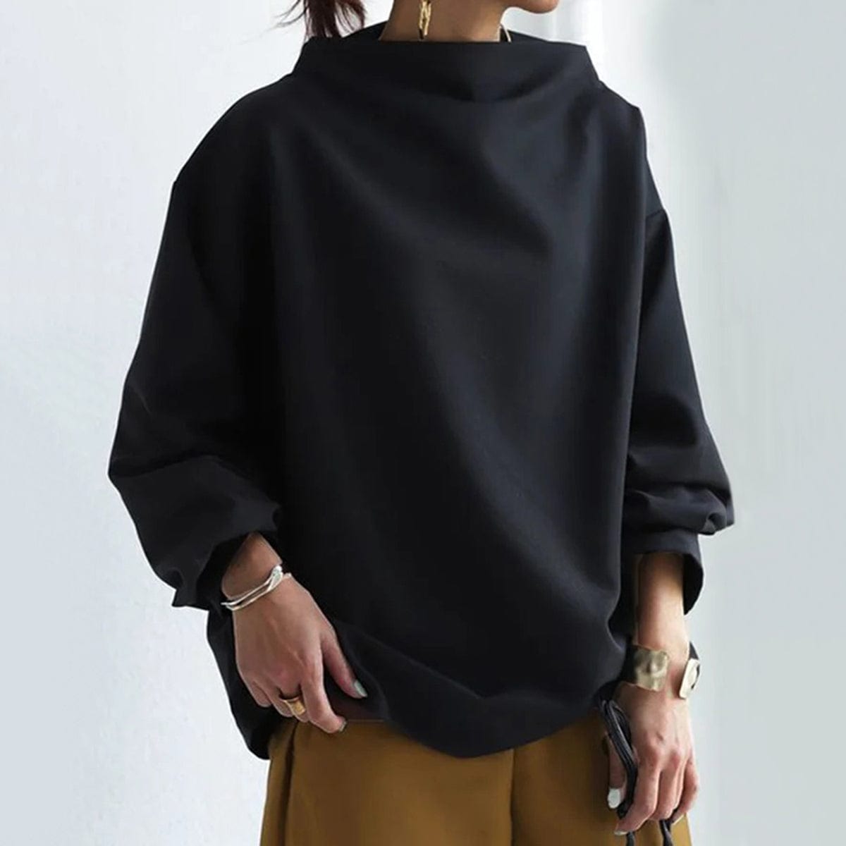 Audrey | High-Neck Merino Wool-Blend Knit Top