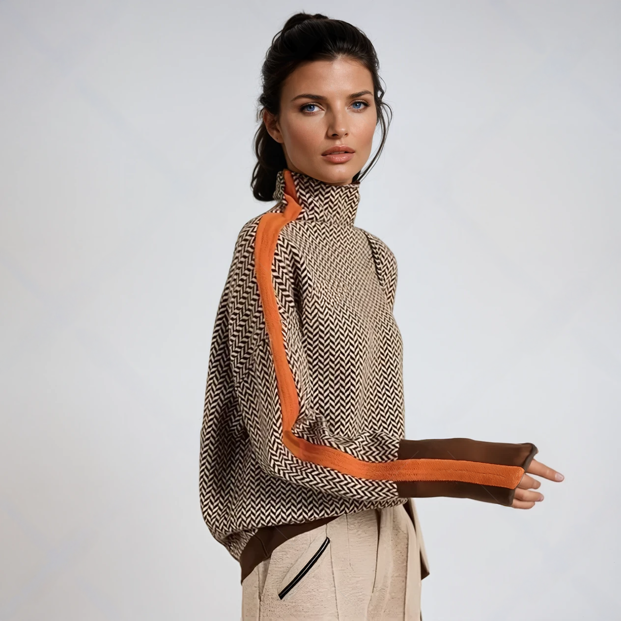 Beatrice | Merino Wool-Blend High-Neck Knit Jumper