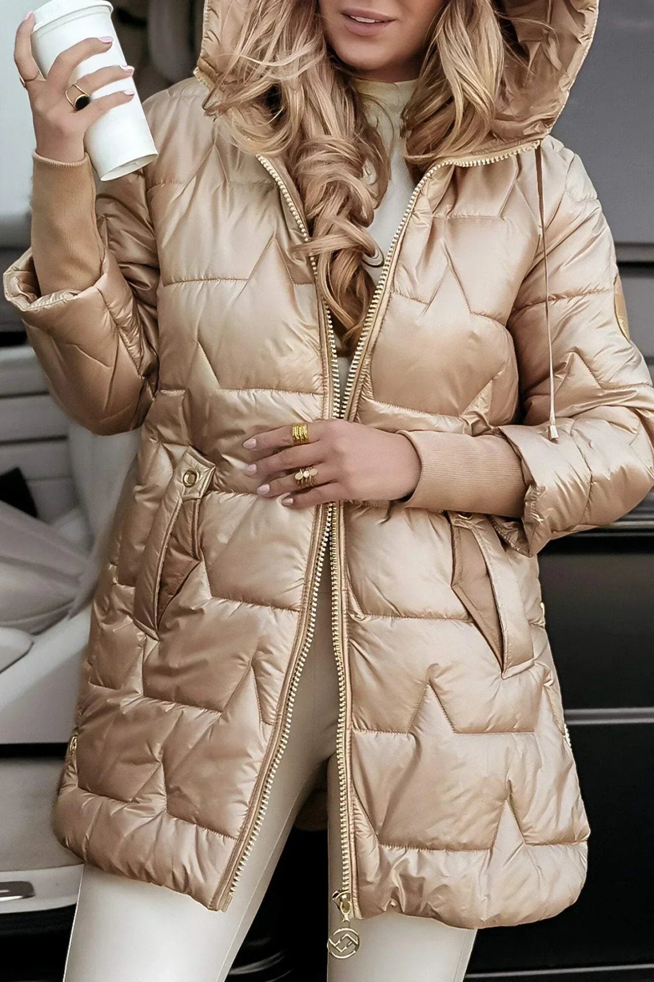 Harriet | Long Quilted Coat with Hood